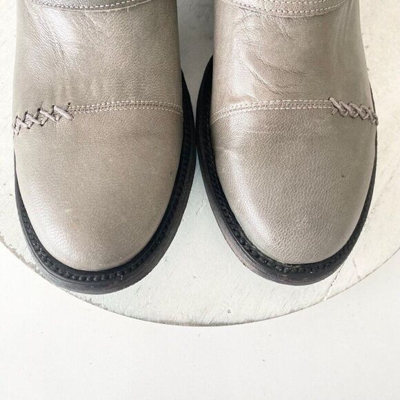 Lane Boots Womens Gray Leather Canvas Mid-Calf Western Moto Style Zip Size 7.5 - Picture 6 of 11